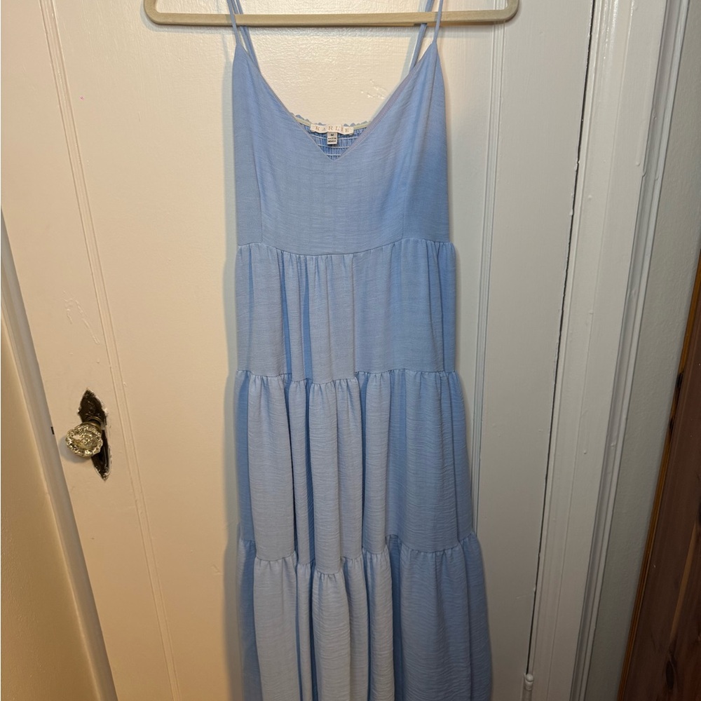 Karlie Sky Blue Tiered Maxi Dress